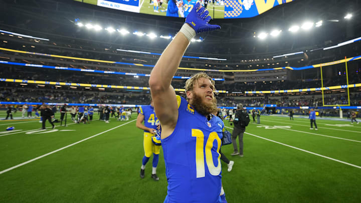 Dec 28, 2024; Inglewood, California, USA; Los Angeles Rams wide receiver Cooper Kupp (10) leaves the field after the game against the Arizona Cardinals at SoFi Stadium. 