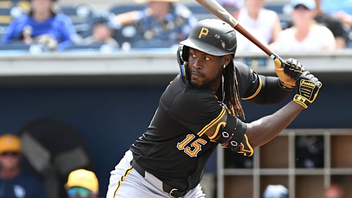 Mar 3, 2024; North Port, Florida, USA; Pittsburgh Pirates designated hitter Oneil Cruz (15) bats