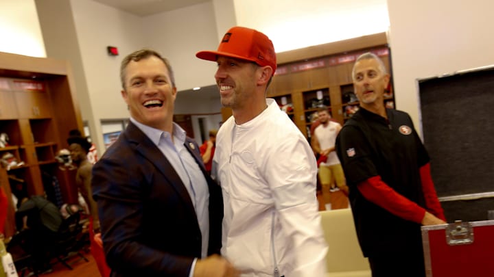 San Francisco 49ers general manager John Lynch (L) and head coach Kyle Shanahan (R)