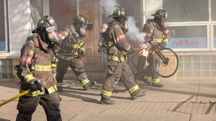 CHICAGO FIRE -- "Call Me McHolland" Episode 12002 -- Pictured: (l-r) firefighters -- (Photo by: Adrian S Burrows Sr/NBC)