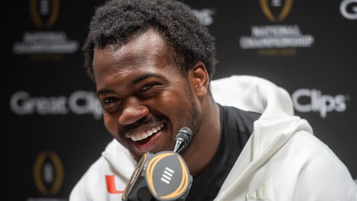 Miami Hurricanes star Rueben Bain Jr. talks at Media Day during the College Football Playoff Miami Hurricanes star Rueben Bain Jr. talks at Media Day during the College Football Playoff