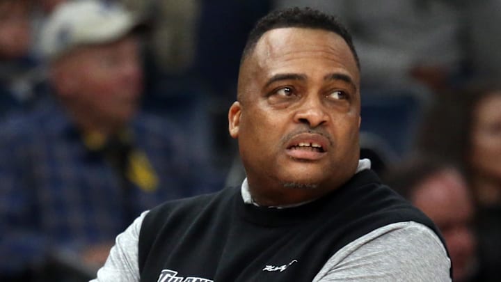 Feb 11, 2024; Memphis, Tennessee, USA; Tulane Green Wave head coach Ron Hunter watches during the first half against the Memphis Tigers at FedExForum