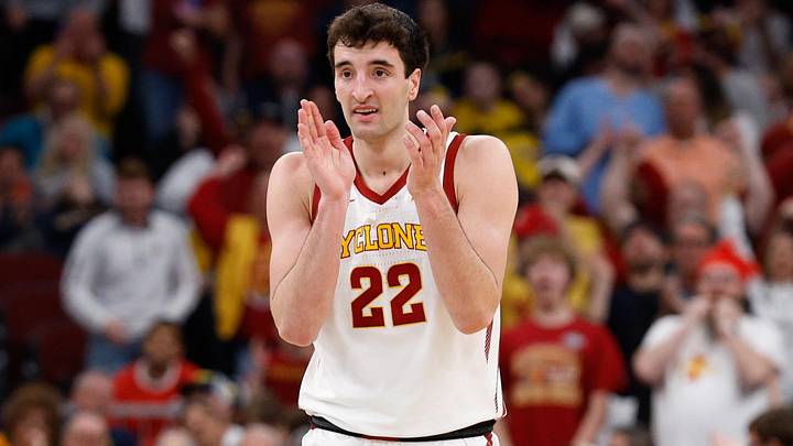 Mar 27, 2026; Chicago, IL, USA; Iowa State Cyclones forward Milan Momcilovic (22) reacts in the first half against the Tennessee Volunteers during a Sweet Sixteen game of the Midwest Regional of the men's 2026 NCAA Tournament at United Center. Mar 27, 2026; Chicago, IL, USA; Iowa State Cyclones forward Milan Momcilovic (22) reacts in the first half against the Tennessee Volunteers during a Sweet Sixteen game of the Midwest Regional of the men's 2026 NCAA Tournament at United Center.