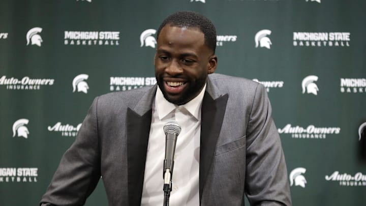 Draymond Green talked with reporters about having his number retired before the game against Duke Tuesday, December 3, 2019 at the Breslin Center in East Lansing, Mich.

Michigan State Basketball