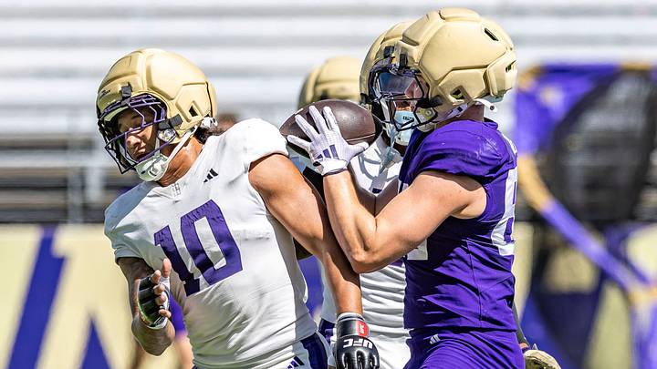 Freshman Sam Vyhidal (88) caught a long touchdown pass in fall camp practice No. 5. Freshman Sam Vyhidal (88) caught a long touchdown pass in fall camp practice No. 5.