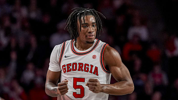 Georgia Bulldogs guard Jeremiah Wilkinson reacts after a play against the Auburn Tigers during the first half at Stegeman Coliseum. Georgia Bulldogs guard Jeremiah Wilkinson reacts after a play against the Auburn Tigers during the first half at Stegeman Coliseum.