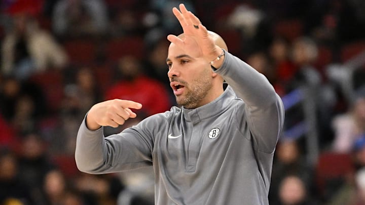 Jan 18, 2026; Chicago, Illinois, USA; Brooklyn Nets head coach Jordi Fernandez directs his team against the Chicago Bulls during the second half at United Center. Mandatory Credit: Patrick Gorski-Imagn Images Jan 18, 2026; Chicago, Illinois, USA; Brooklyn Nets head coach Jordi Fernandez directs his team against the Chicago Bulls during the second half at United Center. Mandatory Credit: Patrick Gorski-Imagn Images