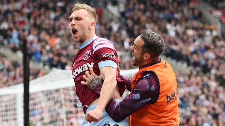 Jarrod Bowen celebrates bringing West Ham level Jarrod Bowen celebrates bringing West Ham level