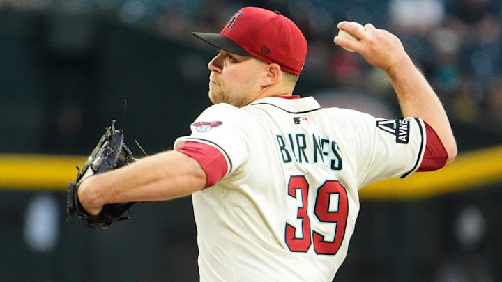 Arizona Diamondbacks starting pitcher Corbin Burnes throws to the Tampa Bay Rays in the first inning at Chase Field in Phoenix, on April 24, 2025.