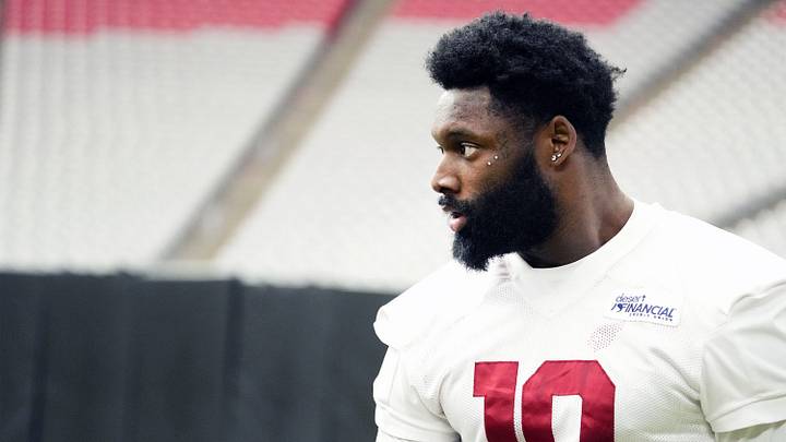 Arizona Cardinals outside linebacker Josh Sweat (10) during training camp at State Farm Stadium in Glendale on July 24, 2025. Arizona Cardinals outside linebacker Josh Sweat (10) during training camp at State Farm Stadium in Glendale on July 24, 2025.