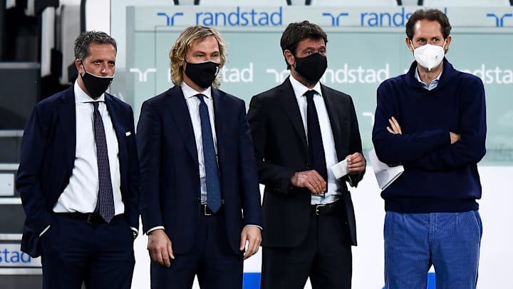 Fabio Paratici, Pavel Nedved, Andrea Agnelli e John Elkann
