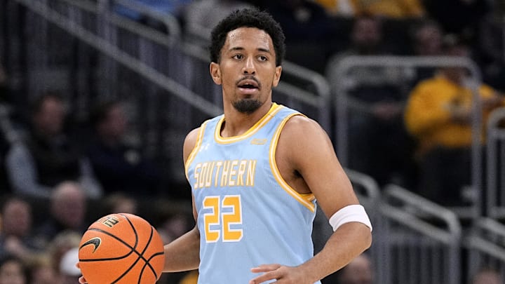 Nov 28, 2023; Milwaukee, Wisconsin, USA;  Southern Jaguars guard Tidjiane Dioumassi (22) during the