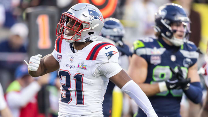 Feb 8, 2026; Santa Clara, CA, USA; New England Patriots safety Craig Woodson (31) celebrates after a play against the Seattle Seahawks during the first quarter in Super Bowl LX at Levi's Stadium. Mandatory Credit: Mark J. Rebilas-Imagn Images Feb 8, 2026; Santa Clara, CA, USA; New England Patriots safety Craig Woodson (31) celebrates after a play against the Seattle Seahawks during the first quarter in Super Bowl LX at Levi's Stadium. Mandatory Credit: Mark J. Rebilas-Imagn Images