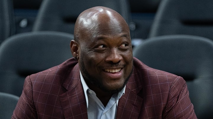 February 23, 2020; San Francisco, California, USA; Golden State Warriors great Mitch Richmond before the game against the New Orleans Pelicans at Chase Center. Mandatory Credit: Kyle Terada-Imagn Images