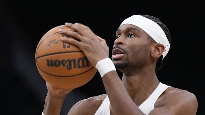 Jan 21, 2026; Milwaukee, Wisconsin, USA; Oklahoma City Thunder guard Shai Gilgeous-Alexander (2) takes a shot during pregame warmups before a game against the Milwaukee Bucks at Fiserv Forum. Mandatory Credit: Michael McLoone-Imagn Images Jan 21, 2026; Milwaukee, Wisconsin, USA; Oklahoma City Thunder guard Shai Gilgeous-Alexander (2) takes a shot during pregame warmups before a game against the Milwaukee Bucks at Fiserv Forum. Mandatory Credit: Michael McLoone-Imagn Images