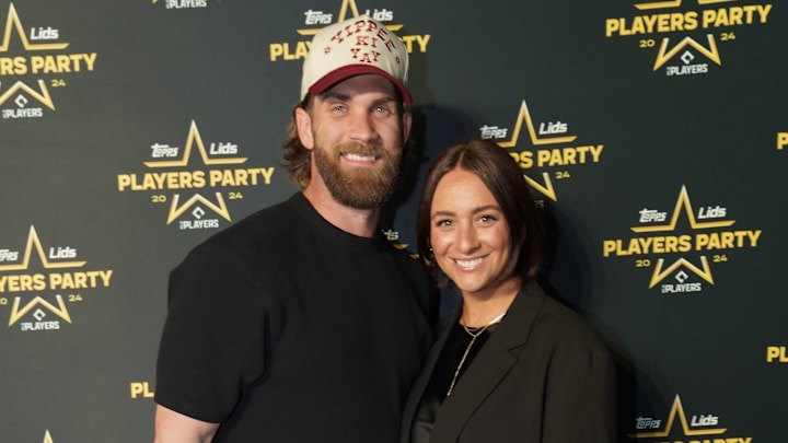 July 15, 2024: Philadelphia Phillies player Bryce Harper and wife Kayla Harper attend the red carpet for the 2024 Players Party.