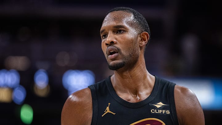 Jan 6, 2026; Indianapolis, Indiana, USA;  Cleveland Cavaliers center Evan Mobley (4) in the first half against the Indiana Pacers at Gainbridge Fieldhouse. Mandatory Credit: Trevor Ruszkowski-Imagn Images