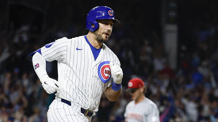 May 4, 2026; Chicago, Illinois, USA; Chicago Cubs right fielder Michael Conforto (20) rounds the bases after hitting a game winning solo home run against the Cincinnati Reds during the ninth inning at Wrigley Field. Mandatory Credit: Kamil Krzaczynski-Imagn Images