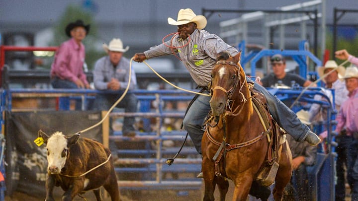 John Douch competes in tie down roping during the Big Sky Pro Rodeo Roundup on Friday at the Montana State Fair, August 2, 2019.

08022019 Big Sky Pro Rodeo Roundup Friday O2