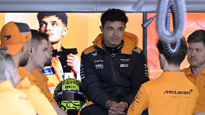 Jun 7, 2024; Montreal, Quebec, CAN; McLaren driver driver Lando Norris (GBR) in the pit lane during the practice session at Circuit Gilles Villeneuve. Mandatory Credit: Eric Bolte-USA TODAY Sports