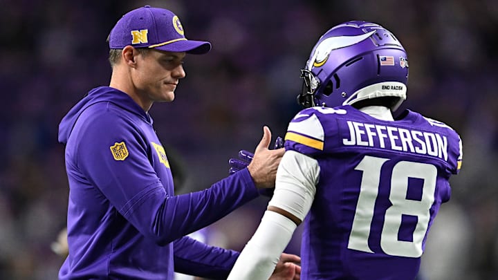 Minnesota Vikings head coach Kevin O'Connell and WR Justin Jefferson