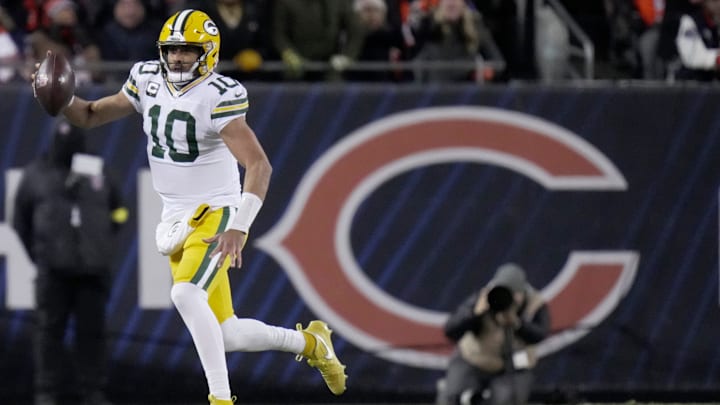 Green Bay Packers quarterback Jordan Love (10) rolls out during the first quarter of their game against the Chicago Bears Saturday, December 20, 2025 at Soldier Field in Chicago, Illinois. Green Bay Packers quarterback Jordan Love (10) rolls out during the first quarter of their game against the Chicago Bears Saturday, December 20, 2025 at Soldier Field in Chicago, Illinois.