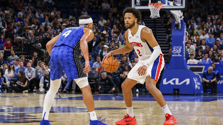 Mar 3, 2024; Orlando, Florida, USA; Detroit Pistons guard Cade Cunningham (2) 
