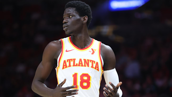 Mo Gueye appears to question something in a game against the Miami Heat Mo Gueye appears to question something in a game against the Miami Heat