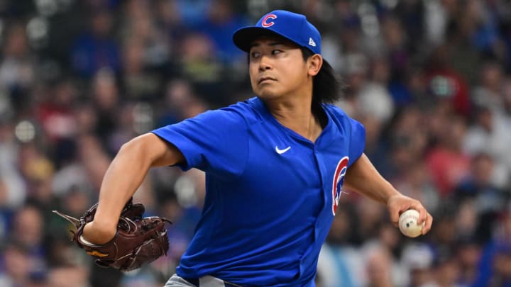 May 29, 2024; Milwaukee, Wisconsin, USA; Chicago Cubs starting pitcher Shota Imanaga pitches in the first inning.