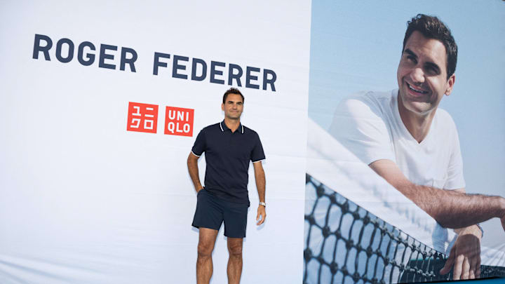 Roger Federer attends the Launch of UNIQLO's Roger Federer Collection at Tennis Club de Paris.
