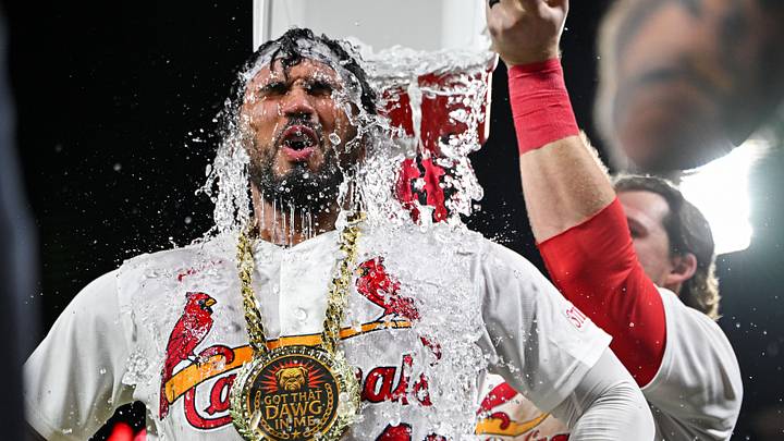 May 19, 2026; St. Louis, Missouri, USA; St. Louis Cardinals designated hitter Ivan Herrera (48) is doused with water by third baseman Nolan Gorman (16) after hitting a walk-off three run home run against the Pittsburgh Pirates during the tenth inning at Busch Stadium. Mandatory Credit: Jeff Curry-Imagn Images May 19, 2026; St. Louis, Missouri, USA; St. Louis Cardinals designated hitter Ivan Herrera (48) is doused with water by third baseman Nolan Gorman (16) after hitting a walk-off three run home run against the Pittsburgh Pirates during the tenth inning at Busch Stadium. Mandatory Credit: Jeff Curry-Imagn Images