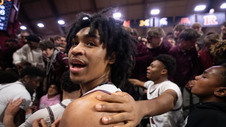 Mar 8, 2024; Piscataway, New Jersey, United States; Don Bosco vs. Paul VI in the Non-Public A championship at Jersey Mike's Arena. Don Bosco #2 Dylan Harper celebrates with his team after defeating Paul IV.