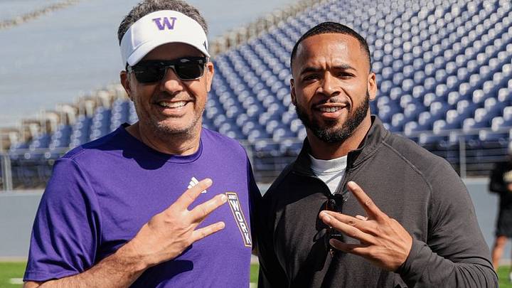 Jedd Fisch and Myles Gaskin share a Montlake moment. Jedd Fisch and Myles Gaskin share a Montlake moment.