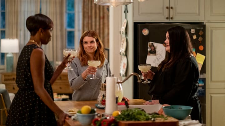 Sweet Magnolias. (L to R) Heather Headley as Helen Decatur, Joanna Garcia Swisher as Maddie Townsend, Brooke Elliott as Dana Sue Sullivan in episode 201 of Sweet Magnolias. Cr. Richard Ducree/Netflix © 2021