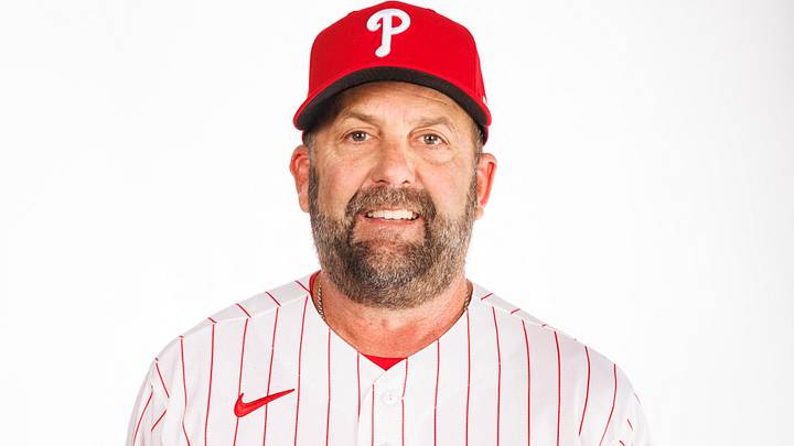 Feb 19, 2026; Clearwater, FL, USA; Philadelphia Phillies coach Kevin Long (54) poses for media day. Mandatory Credit: Morgan Tencza-Imagn Images Feb 19, 2026; Clearwater, FL, USA; Philadelphia Phillies coach Kevin Long (54) poses for media day. Mandatory Credit: Morgan Tencza-Imagn Images
