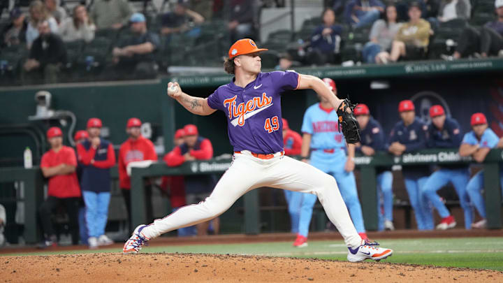Feb 15, 2025; Arlington, TX, USA; Clemson vs Arizona baseball during the Shriner's Children's College Showdown at Globe Life Field. 