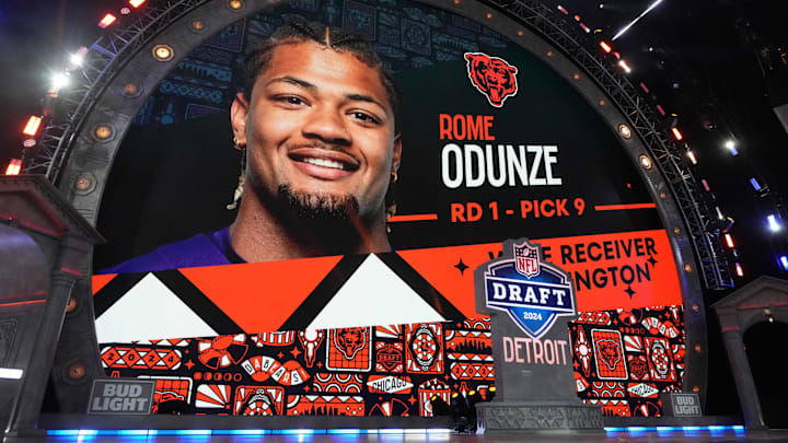 The scene in Detroit last spring when Rome Odunze's selection was announced at the 2024 NFL Draft.