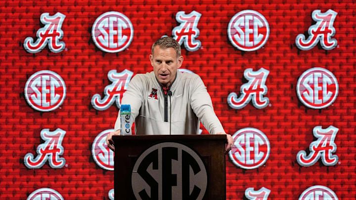 Alabama head coach Nate Oats speaks during SEC Media Day at the Grand Bohemian Hotel in Mountain Brook Tuesday, Oct. 15, 2024.