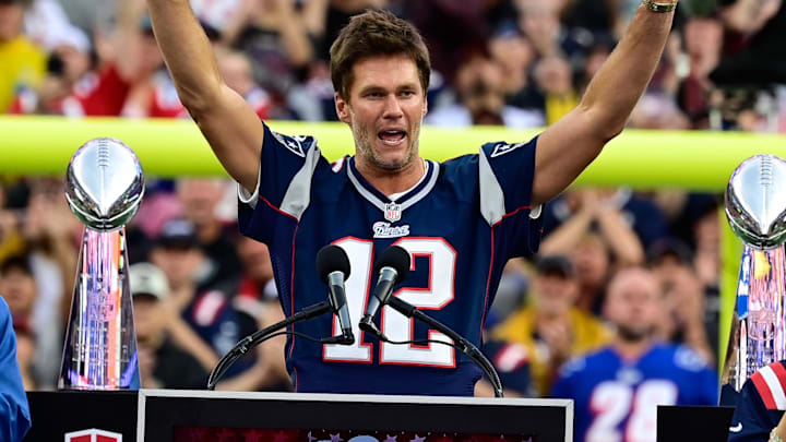 Sep 10, 2023; Foxborough, Massachusetts, USA; New England Patriots former quarterback Tom Brady
