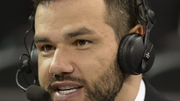 Mar 22, 2014; Spokane, WA, USA; truTV announcer Spero Dedes after a men's college basketball game during the third round of the 2014 NCAA Tournament between the Harvard Crimson and the Michigan State Spartans at Veterans Memorial Arena. The Spartans defeated the Crimson 80-73. Mandatory Credit: Kirby Lee-Imagn Images Mar 22, 2014; Spokane, WA, USA; truTV announcer Spero Dedes after a men's college basketball game during the third round of the 2014 NCAA Tournament between the Harvard Crimson and the Michigan State Spartans at Veterans Memorial Arena. The Spartans defeated the Crimson 80-73. Mandatory Credit: Kirby Lee-Imagn Images