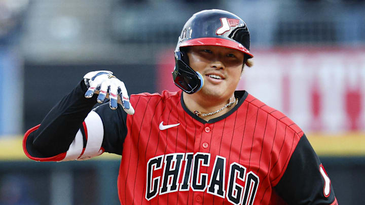 May 8, 2026; Chicago, Illinois, USA; Chicago White Sox first baseman Munetaka Murakami (5) rounds the bases after hitting a solo home run against the Seattle Mariners during the first inning at Rate Field. Mandatory Credit: Kamil Krzaczynski-Imagn Images May 8, 2026; Chicago, Illinois, USA; Chicago White Sox first baseman Munetaka Murakami (5) rounds the bases after hitting a solo home run against the Seattle Mariners during the first inning at Rate Field. Mandatory Credit: Kamil Krzaczynski-Imagn Images