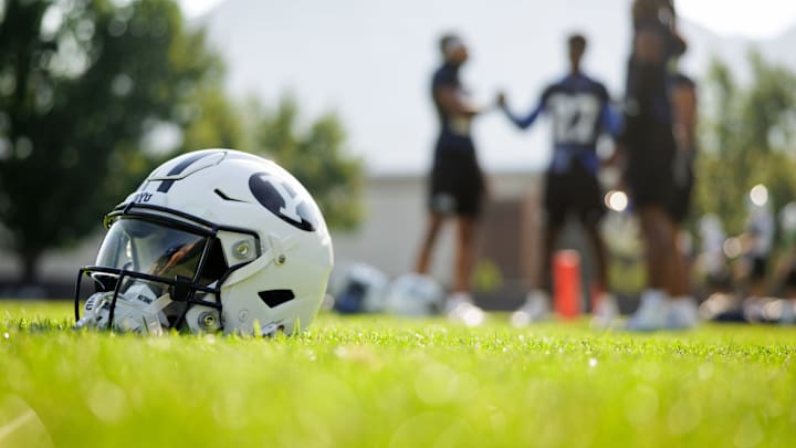 BYU Football helmet at Fall Camp BYU Football helmet at Fall Camp