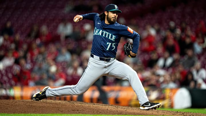Seattle Mariners reliever Andre Munoz throws during a game against the Cincinnati Reds on April 16 at Great American Ballpark.