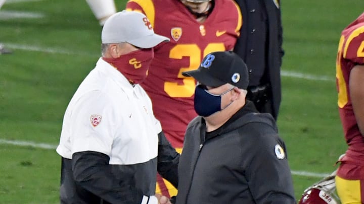 USC Trojans defeated the UCLA Bruins 43-38 during a NCAA Football game at the Rose Bowl.