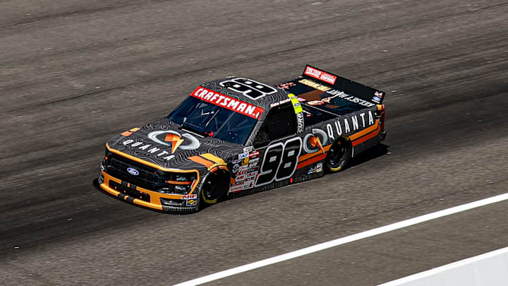 Jake Garcia took the pole position for Friday's NASCAR Craftsman Truck Series Black's Tire 200 at Rockingham Speedway.