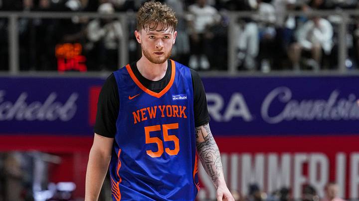 Tyler Nickel #55 of the New York Knicks. Copyright 2026 NBAE (Photo by Ryan Stetz/NBAE via Getty Images)