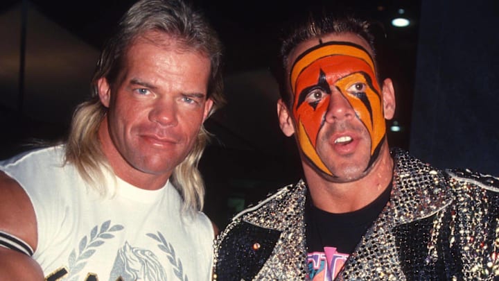 Lex Luger and Sting in 1996 (Photo by John Barrett)