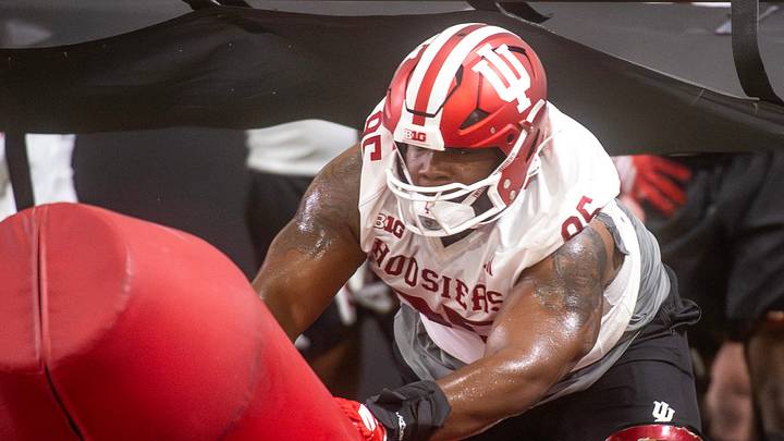Indiana's Tyrique Tucker (95) during Indiana University spring football practice on Thursday, March 26, 2026. Indiana's Tyrique Tucker (95) during Indiana University spring football practice on Thursday, March 26, 2026.