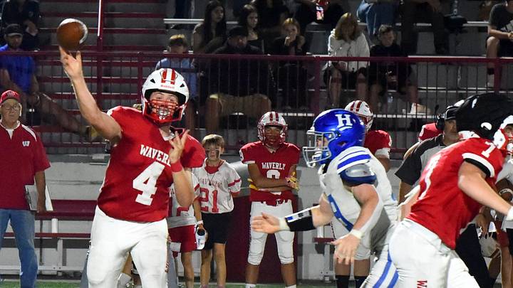 Waverly quarterback Ben Shaw threw four touchdown passes in a 34-21 win over in football Sept. 20, 2024 at Waverly Memorial Stadium. Waverly quarterback Ben Shaw threw four touchdown passes in a 34-21 win over in football Sept. 20, 2024 at Waverly Memorial Stadium.