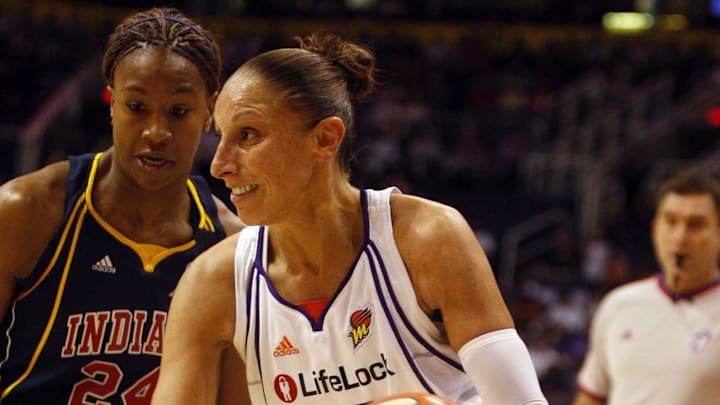 Oct 1, 2009; Phoenix, AZ, USA; Phoenix Mercury guard Diana Taurasi (3) against the Indiana Fever in the first quarter at US Airways Center. Mandatory Credit: Rick Scuteri-Imagn Images